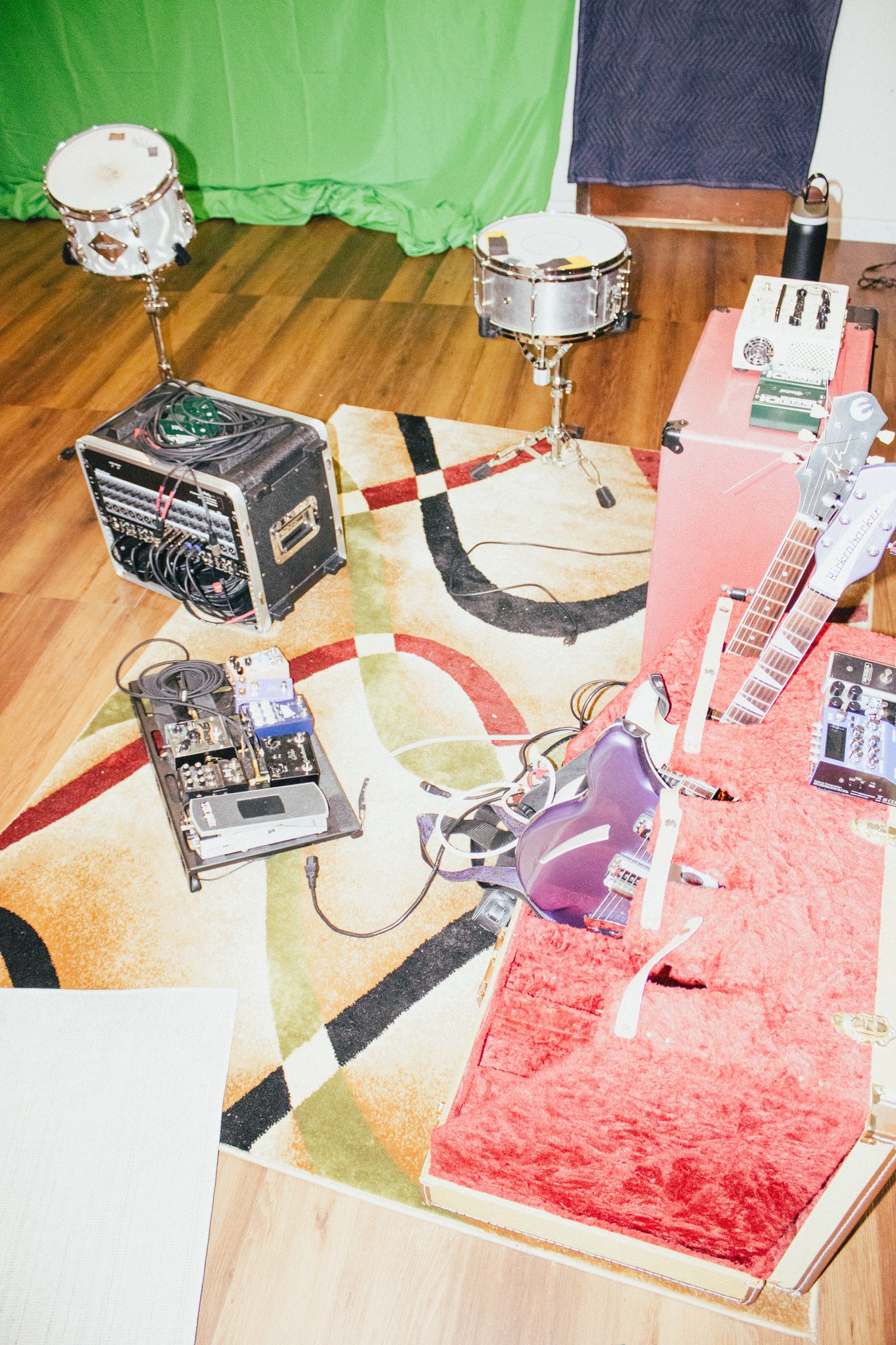 Atlanta recording studio session with drum kit and audio engineering setup by 30foot